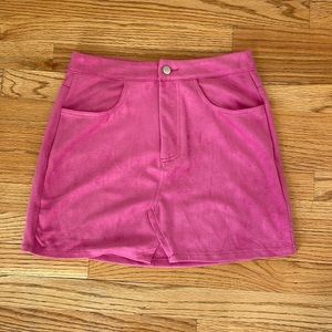 pink suede mini skirt